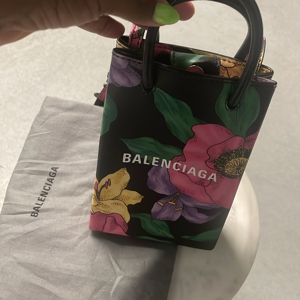 Balenciaga Floral Print Women's Bag - Black and Multicolor - Picture 2 of 4